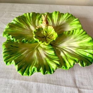 Cute decorative Ceramic Easter cabbage plate with dip holder.